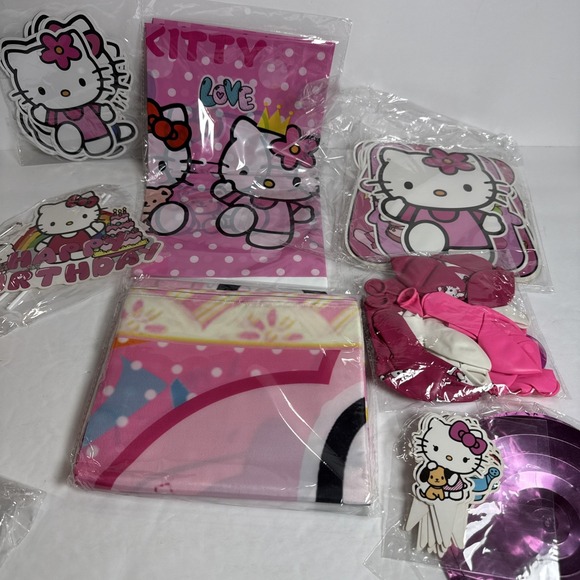 Hello Kitty & Friends Happy Birthday Backdrop  Party Decorations 10 Settings - Picture 1 of 1